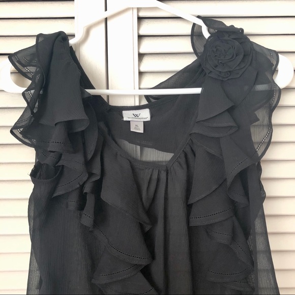 SOLD! Worthington Sheer Black Top, XL - Picture 2 of 4